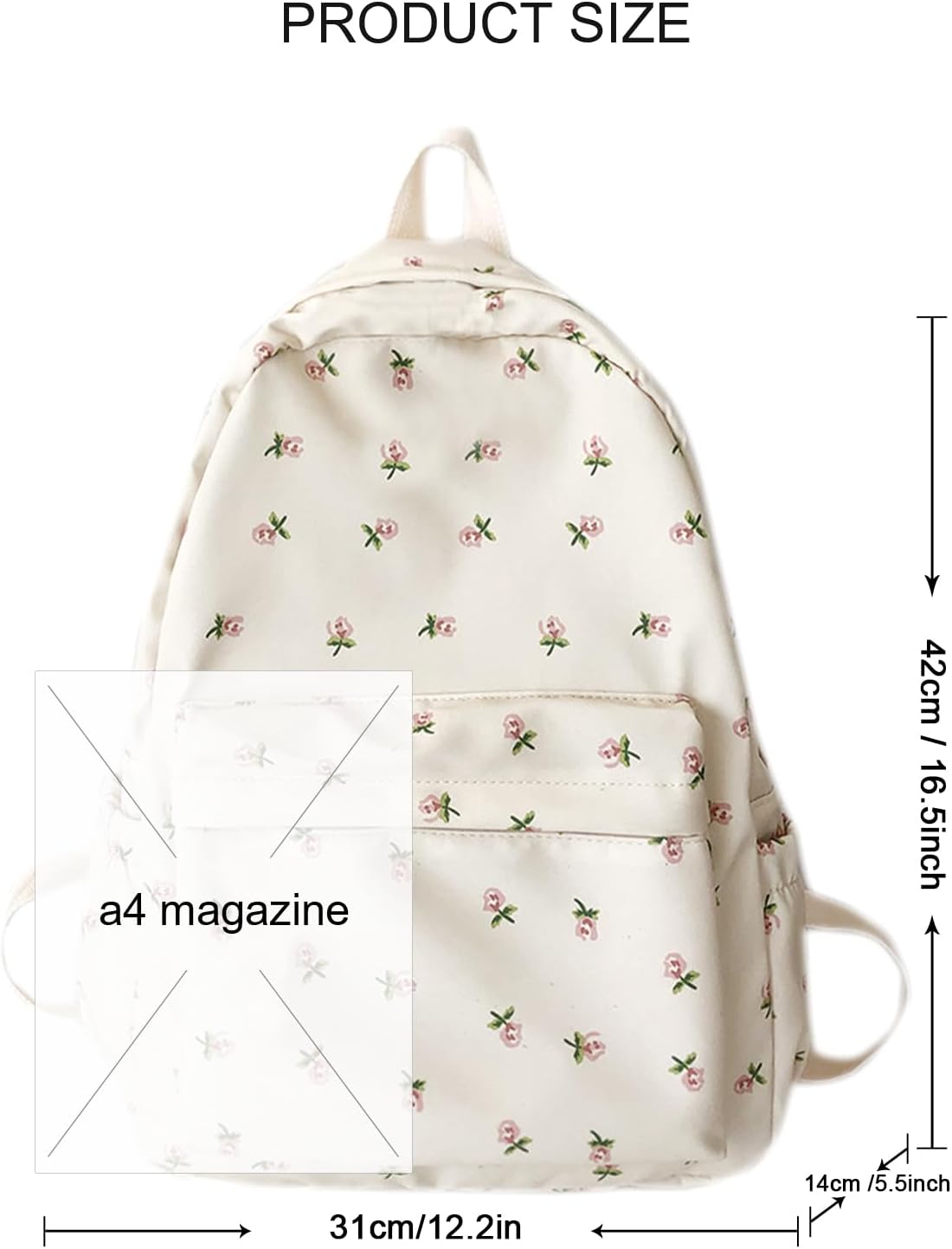 TeeYee Backpack Daypack Rucksack Lightweight Floral Nylon Laptop Backpack 211beige