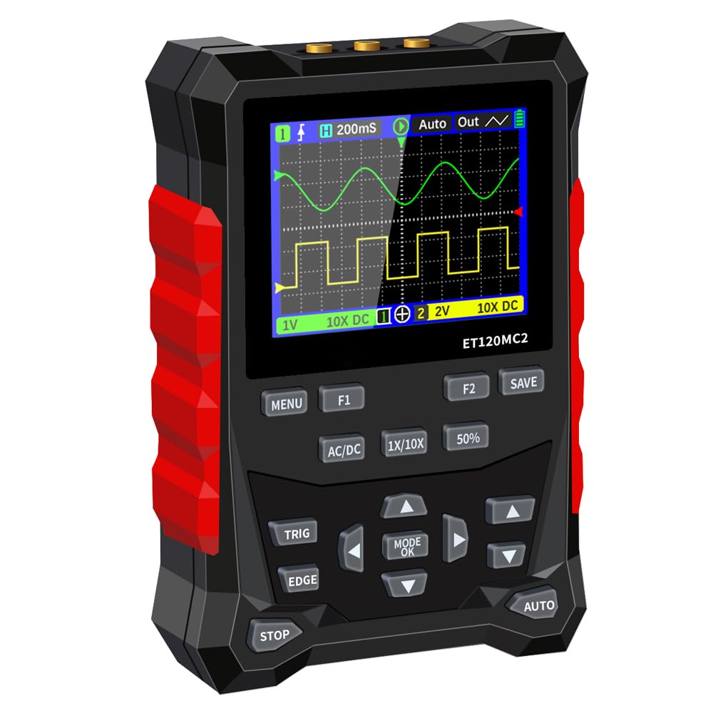 Osciloscopio portátil, Osciloscopio de doble canal ET120MC2, herramienta portátil prueba forma onda 120MHz 500MSa/S