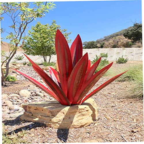 Statue jardin agave métal décoration extérieure rustique 13,78"