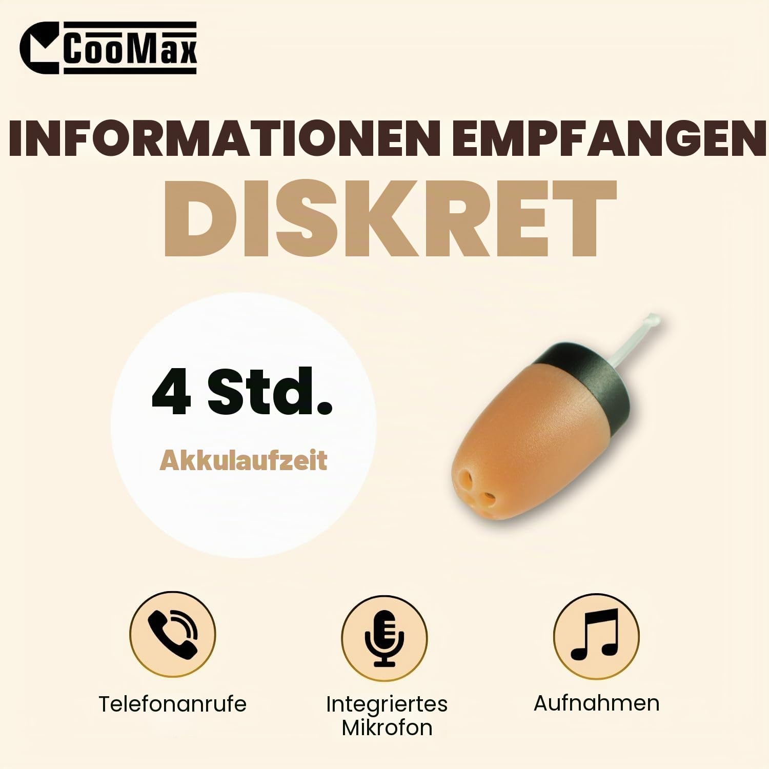 Spion Kopfhörer Kabellos VIP Pro Unsichtbare Kopfhörer mit Mikrofon Handy für Prüfung - Mini Spionage Ohrhörer Headset für Spicker Spy Earpiece In Ear (Spion Kopfhörer VIP Pro Mini) | Klinke 3,5 mm, Integriertes Mikrofon, Multifunktionstaste, Aufnahmen, K