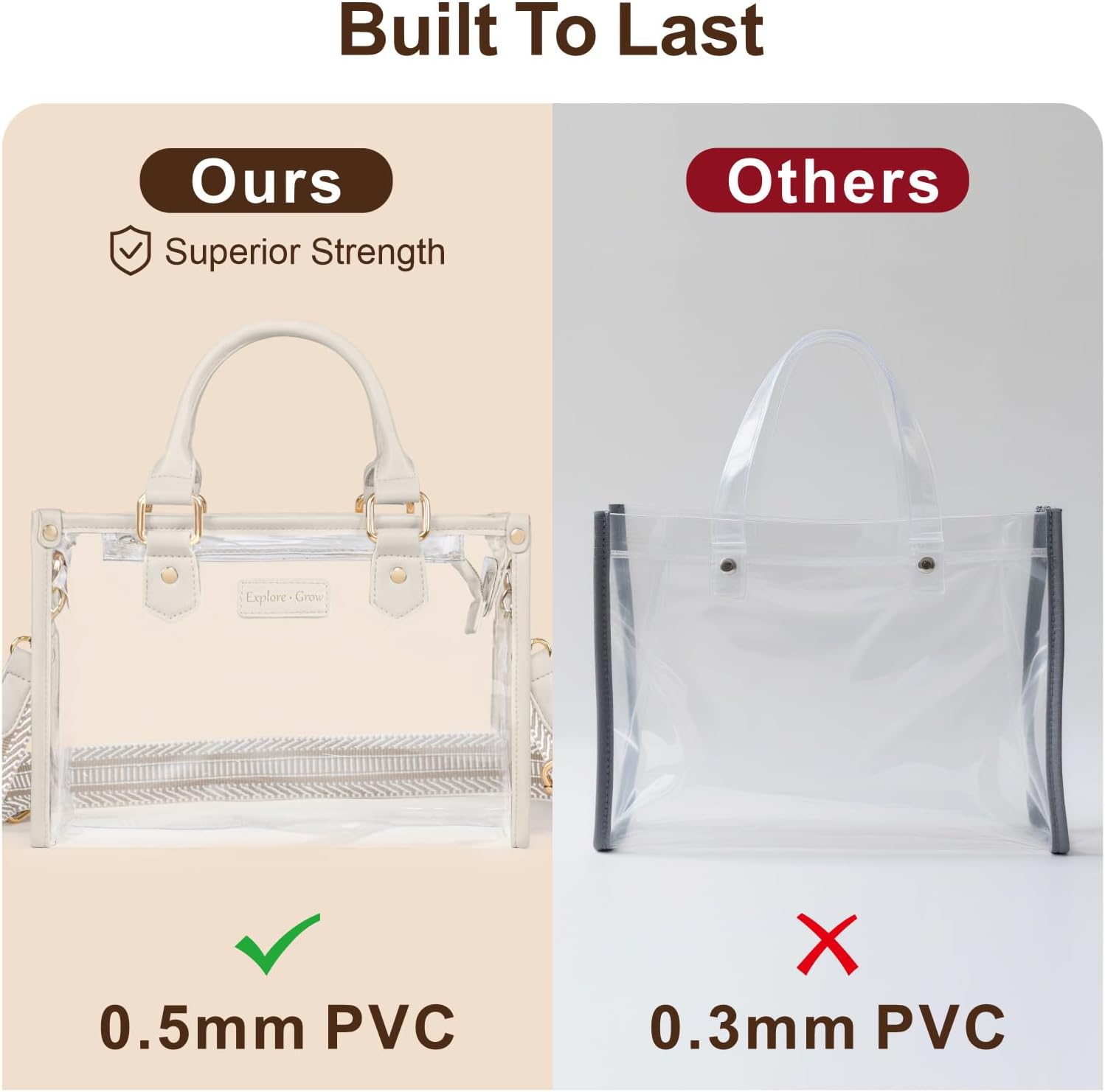PACKISM Clear Tote Bags for Women - Clear Bag for Stadium Events with Privacy Inner Bag for Sport Events Concerts Festivals - Image 8