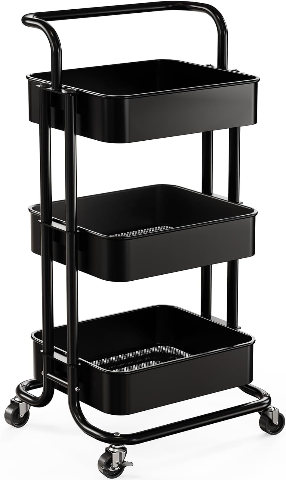 3-Tier Rolling Utility Cart Movable Storage Organizer Shelves