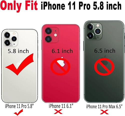 Miniatura 2 de Qokey Funda para iPhone 11 Pro de 5.8 pulgadas 2019 (no compatible con 1111 Pro Max), parte trasera lateral, lindo corazón chapado con lente