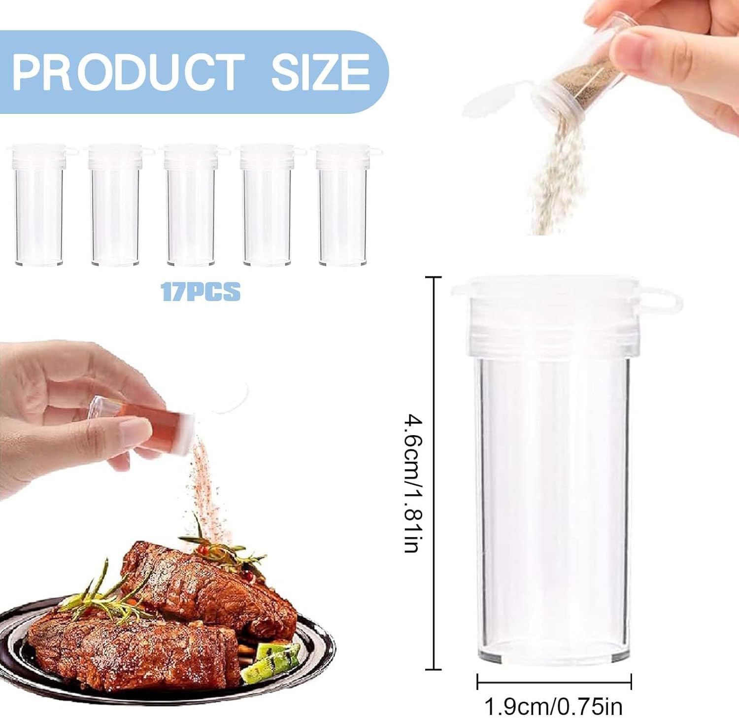 ZYEKIU 27 Pièces Mini Salières Et Poivrières Portables Transparentes 6g - Avec Couvercle Étanché, Idéal Pique-Nique, Camping Et Barbecue