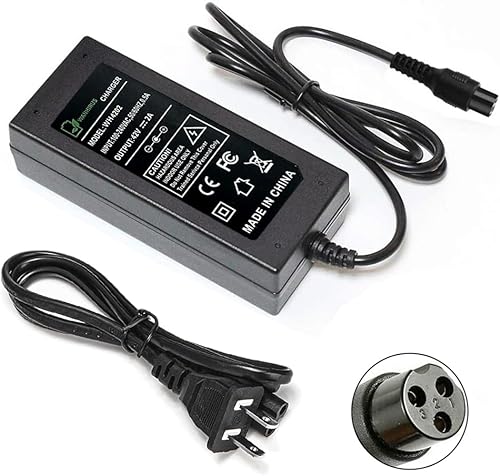 Cargador de batería de 42V 2A para batería de litio de 36 V, adaptador de fuente de alimentación con conector de 3 clavijas de 0.315 in