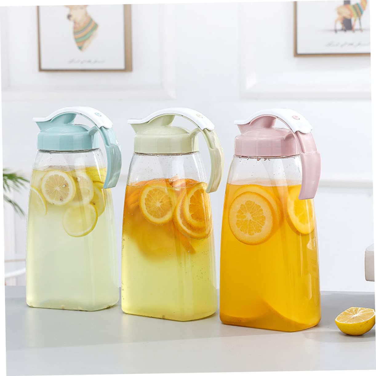 Cabilock Jarra De Agua para Nevera Botellas De Agua Clara Jarra De Café Jarra De Liquido Caliente Jarra De Jugo De Naranja Jarra De Limonada Jarra con Tapa Jarra Nevera Agua Fría Tetera