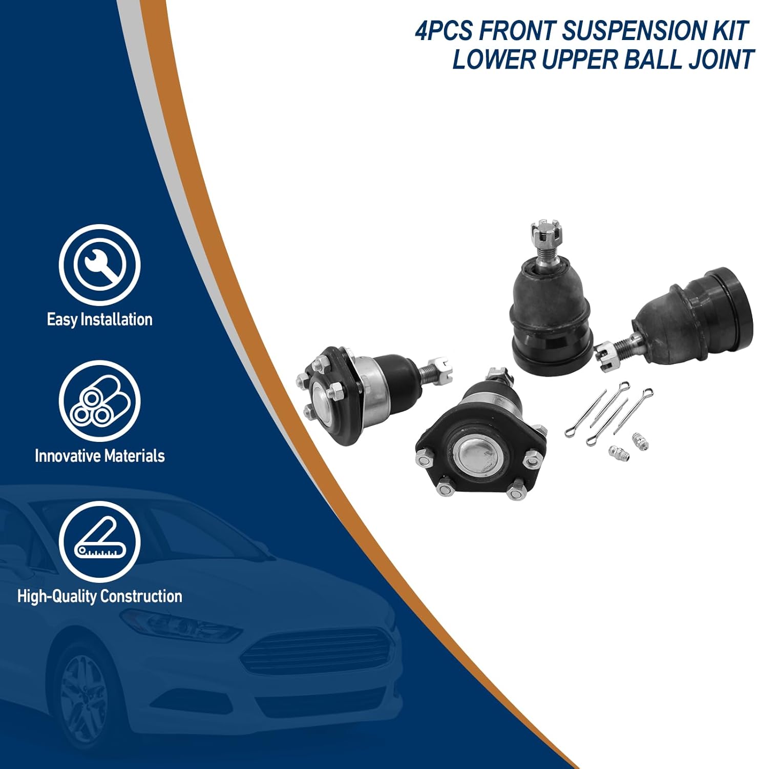 4pcs Front Suspension Kit Lower Upper Ball Joint for Chevy S10 RWD 1982-2003, Chevy Blazer RWD 1995-2005, GMC Sonoma RWD 1991-2003