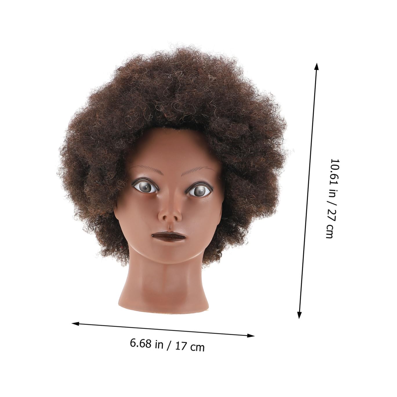 Afrikanischer Mannequinkopf Trainingspuppenkopf mit Schwarzem Haar | Friseurbedarf für Barber und Haarstyling Training, Dichtes Haar, Fest Eingesetzt, Kunststoff Haar