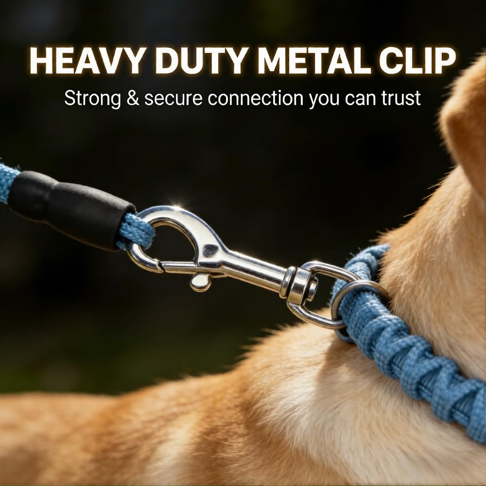 Bungee Dog Leash with Elastic Stretch Design, Durable Nylon Dog Lead for Medium Large Dogs, Comfortable Padded Handle, Tangle-Free Training Walking Leash - 5