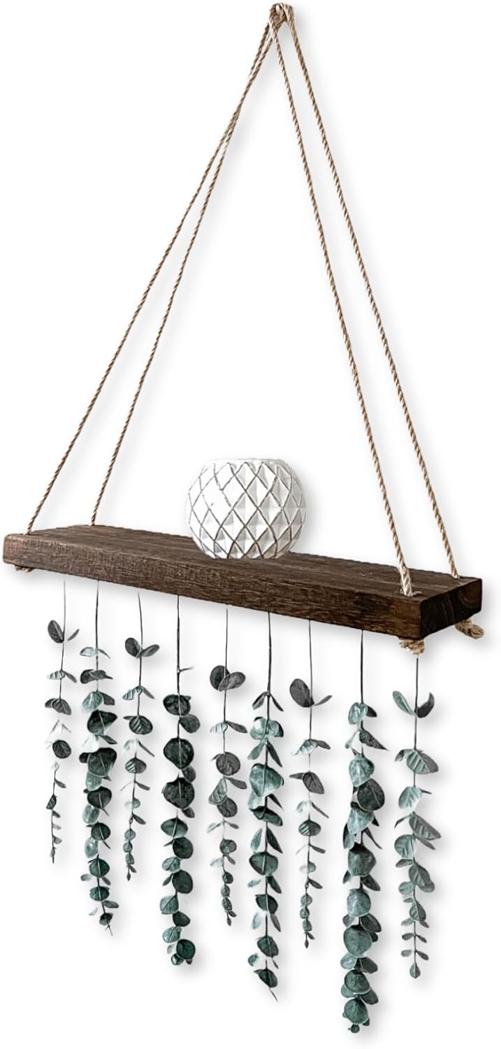 Fount & Haven Hanging Eucalyptus Plant Realistic Artificial Eucalyptus Greenery for Boho, Rustic & Modern Home Decor Elegant Fake Hanging Plants for Indoor Spaces