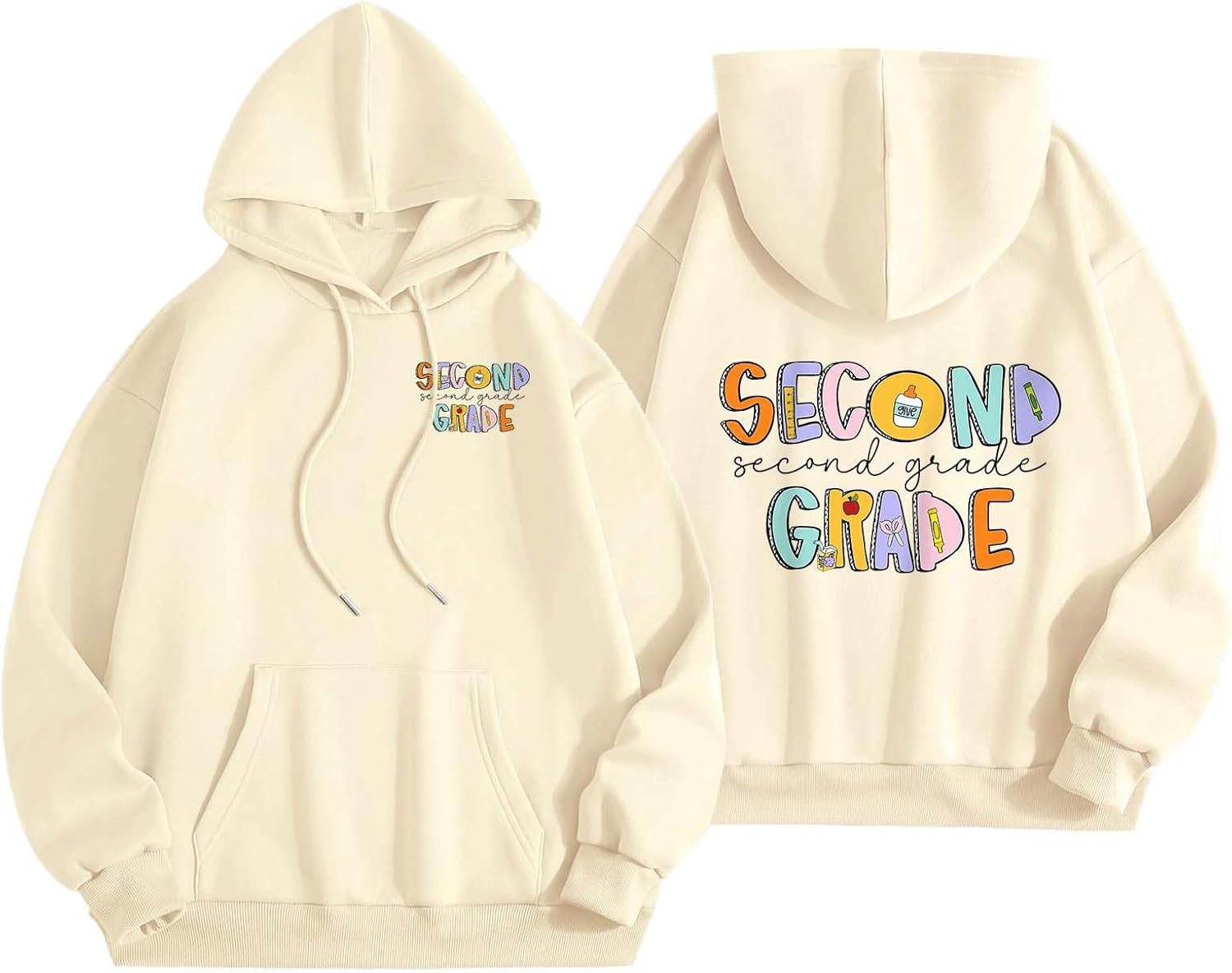 Teacher Hoodies for Women First Day Back to School Sweatshirts Long Sleeve Letter Graphic Pullover Tops with Pockets