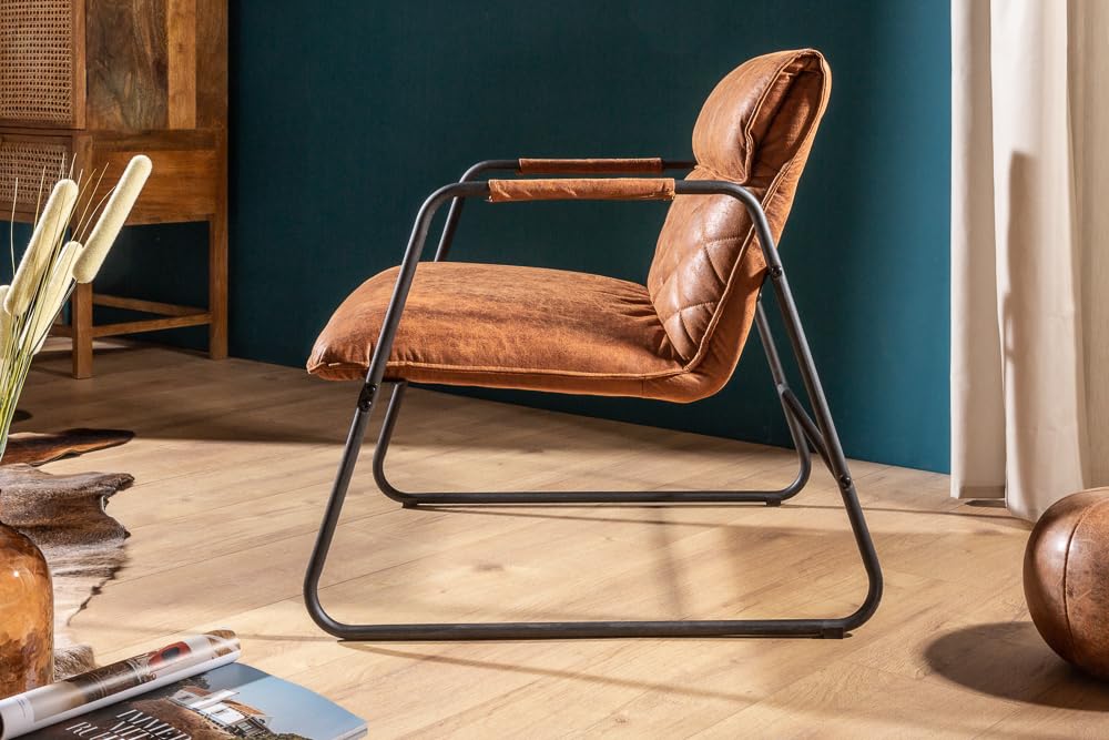 invicta INTERIOR Retro Lounge Sessel Mustang Lounger antik Hellbraun Esszimmersessel Stuhl Besucherstuhl