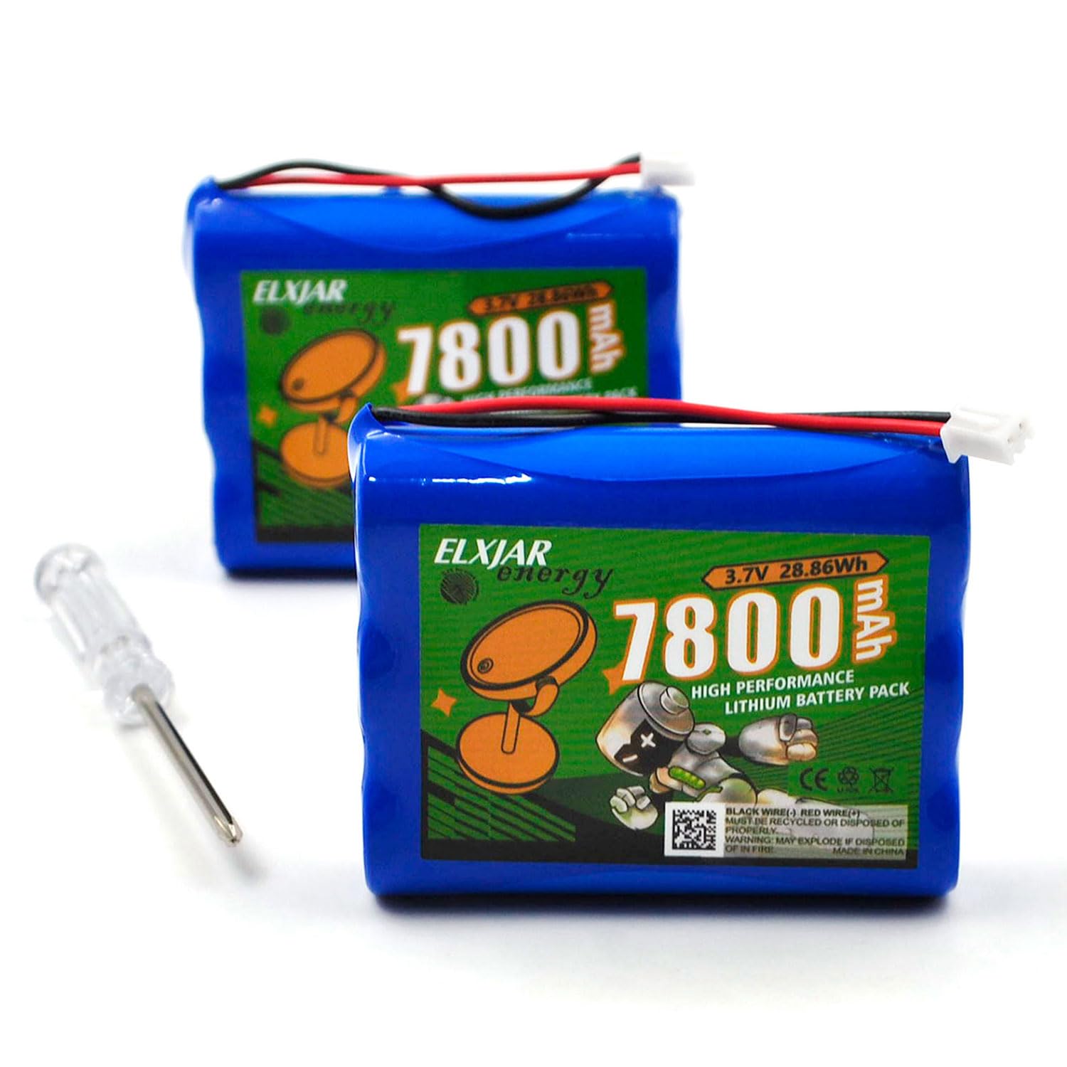 elxjarcell (2-Pack) 3.7V 7800mAh Li-ion Battery Replacement Compatible with Spektrum iX12 NX6 NX8 Remote Control Transmitter SPMB6000LITX