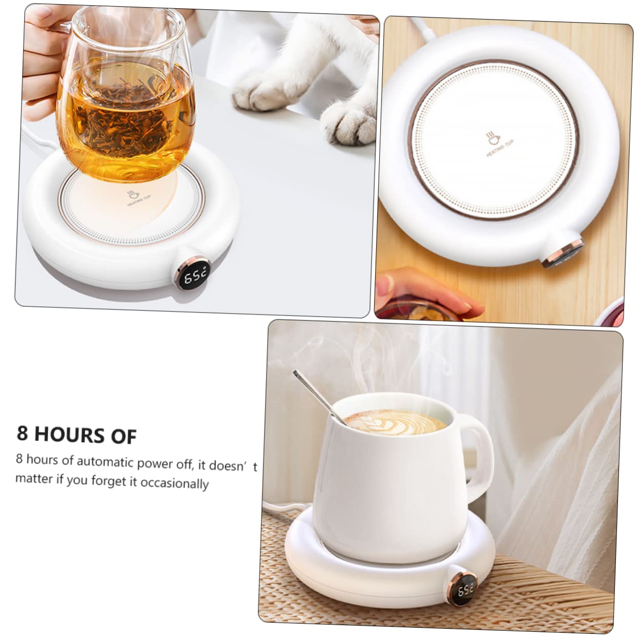 BRIGHTFUFU 1Pc USB Coffee Mug Warmer with Temperature Creative Heating Coaster for Home and Office Use Splash Design and Wear Resistant Present for Friends