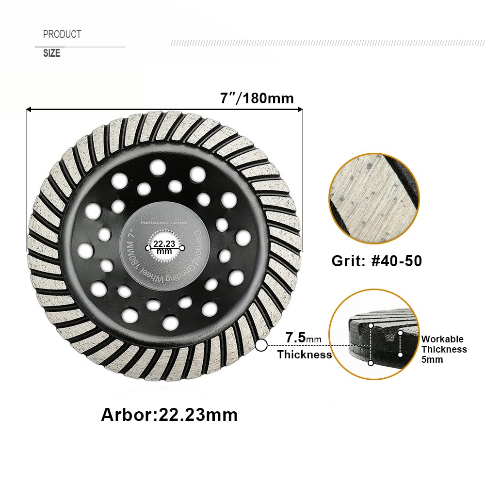 SHDIATOOL Diamentowe koło do szlifowania 180 mm Turbo Row do marmuru betonu, muru, granitu