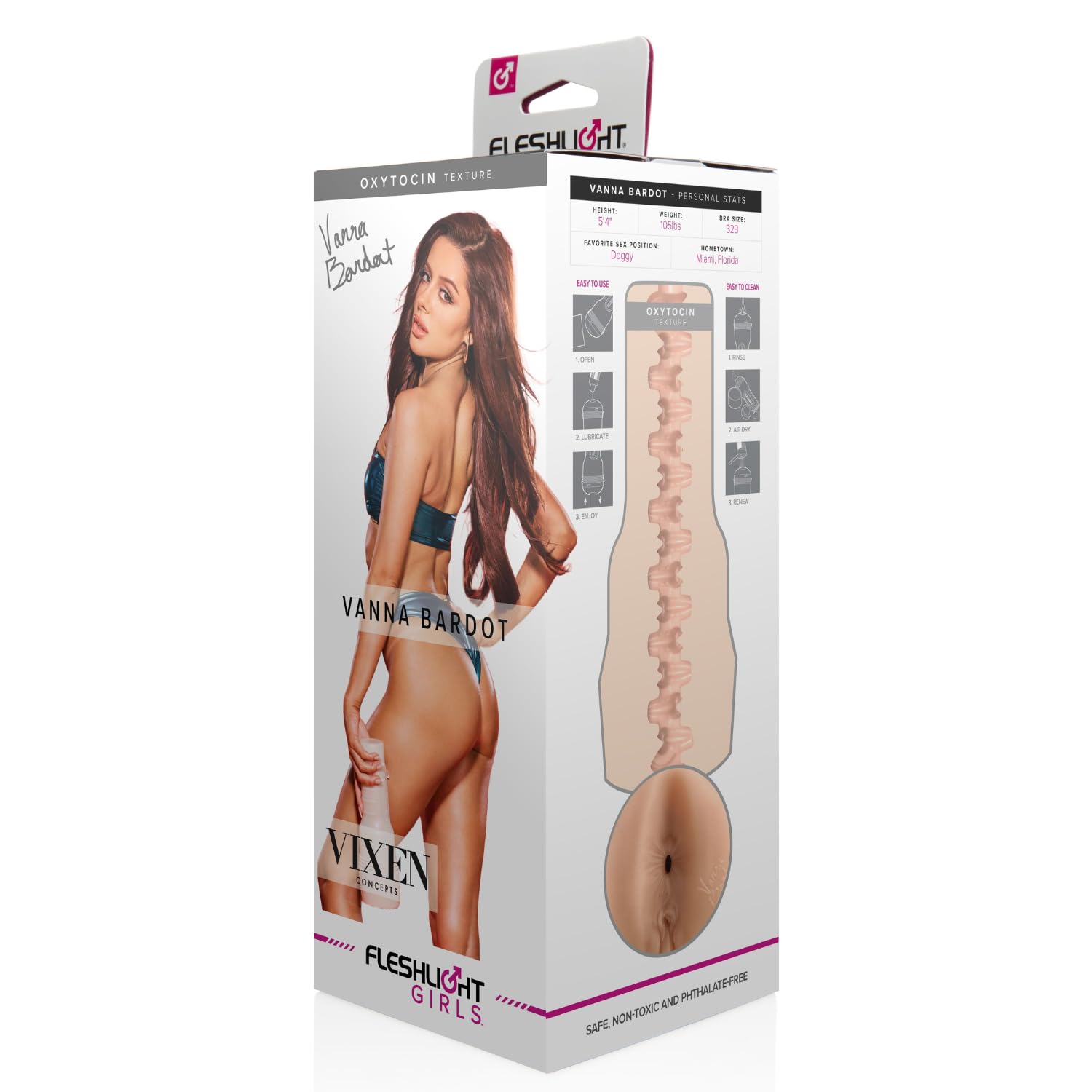 Fleshlight Vanna Bardot Oxytocin (Butt) - Masturbatore Uomo - Esperienza reale - Superskin - Facile da pulire