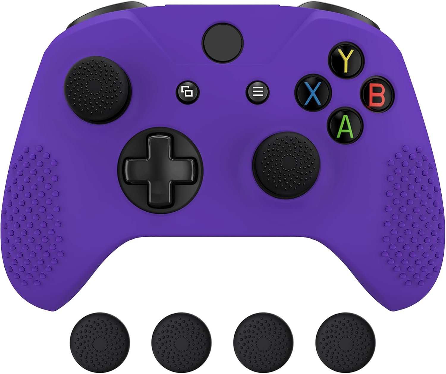 eXtremeRate PlayVital Soft Anti-Slip Purple Silicone Controller Cover Skins for Xbox One X/S Controller - Thumb Grips Caps Protective Case NOT Included