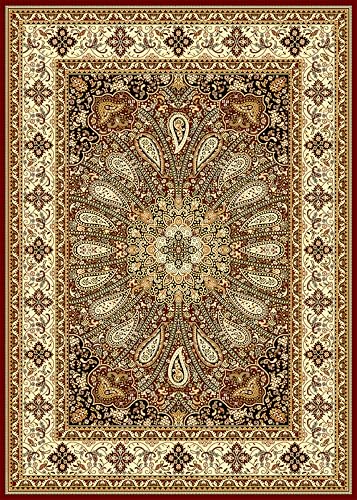 Image of DECOMIZER 5x7 Feet Premium Carpet for Hall | Rug Runner and Carpets for Bedroom /Living Area /Home with Anti Slip Backing | Machine Washable - Marron Web