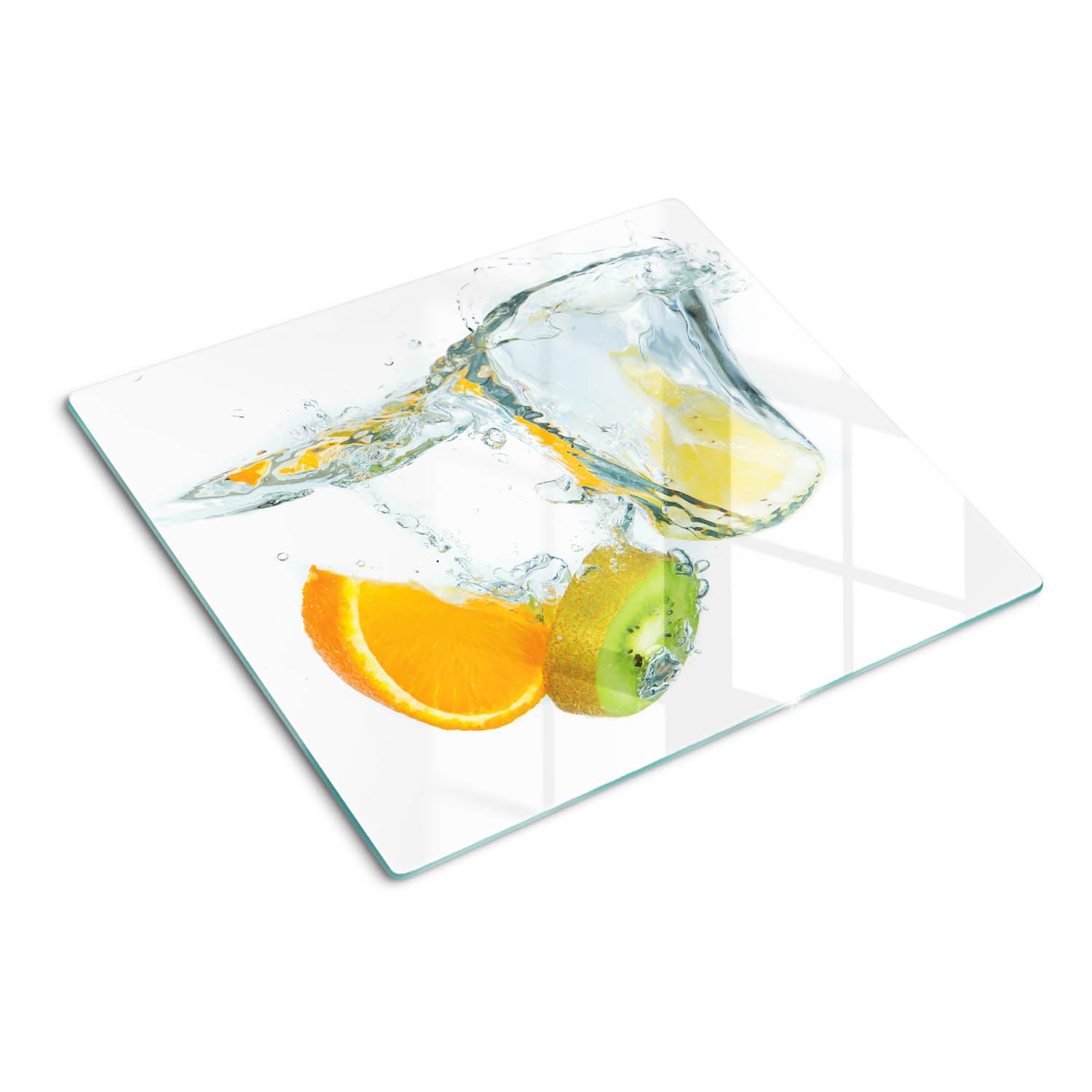 Protège-plan de travail 60x52 cm verre rectangulaire motif agrumes kiwi moderne