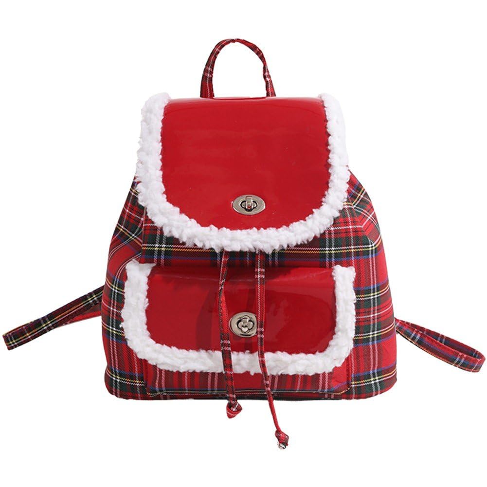 Sac à dos d'école à carreaux rouges idéal pour les sorties en ville