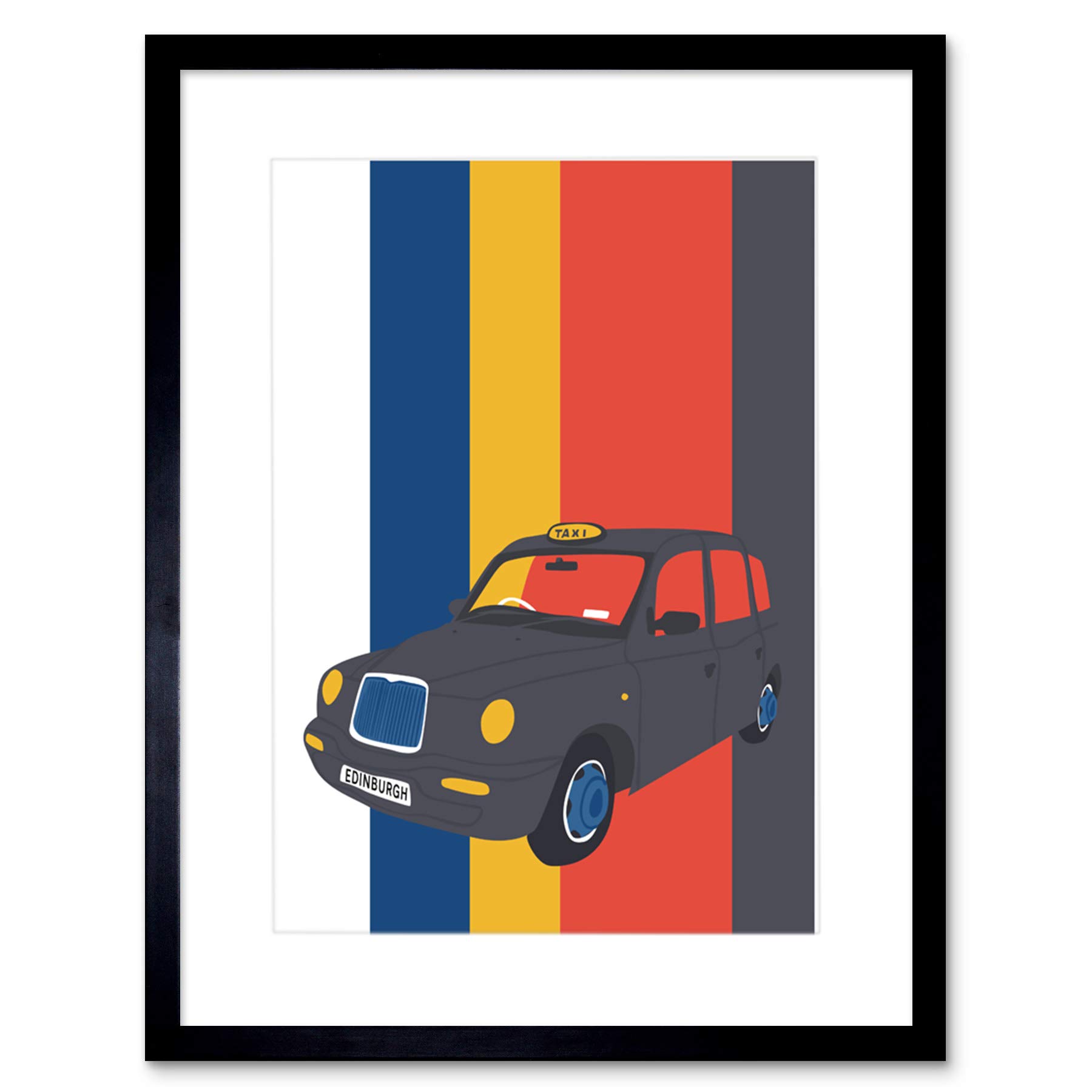 Wee Blue Coo Edinburgh Transport Taxi Framed Wall Art Print 12X16