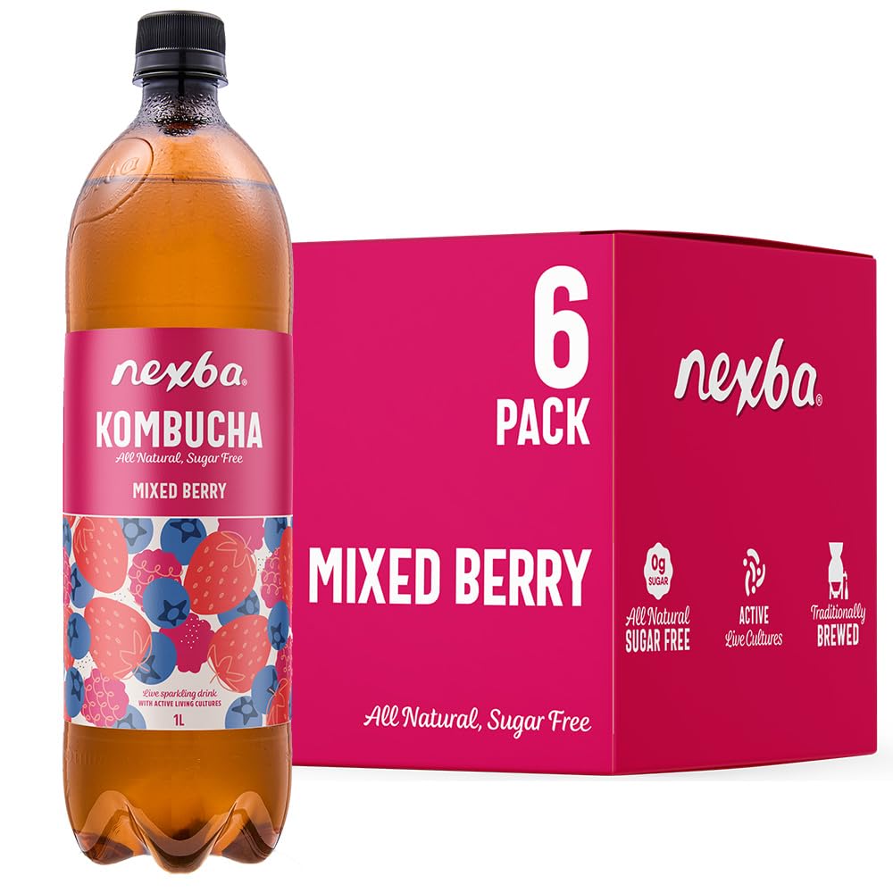 Mixed Berry Kombucha 1 L (Pack of 6) – All Natural, Sugar Free & Healthy Family‑Size Berry Elixir