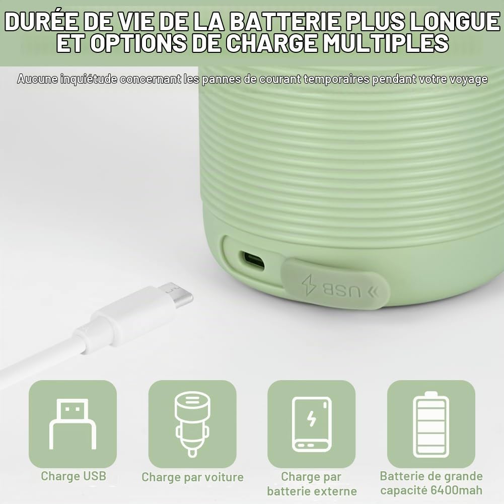 Aolso Chauffe Biberon Portable Sans Fil, Chauffe Biberon Portable pour Nomade, Grande Capacité de 500ml pour Toute la Journée, Chauffe Biberon Portable/Voiture Recharge USB, pour les Voyages