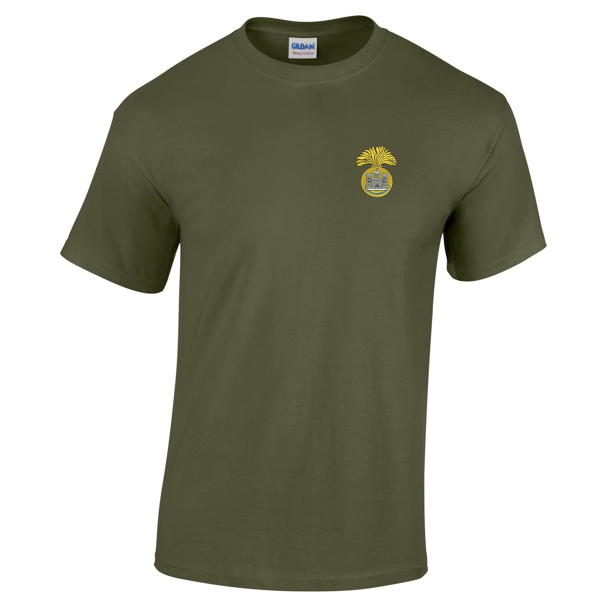Pineapple Joe's Men's Military Green Royal Inniskilling Fusiliers Embroidered T-Shirt - Medium