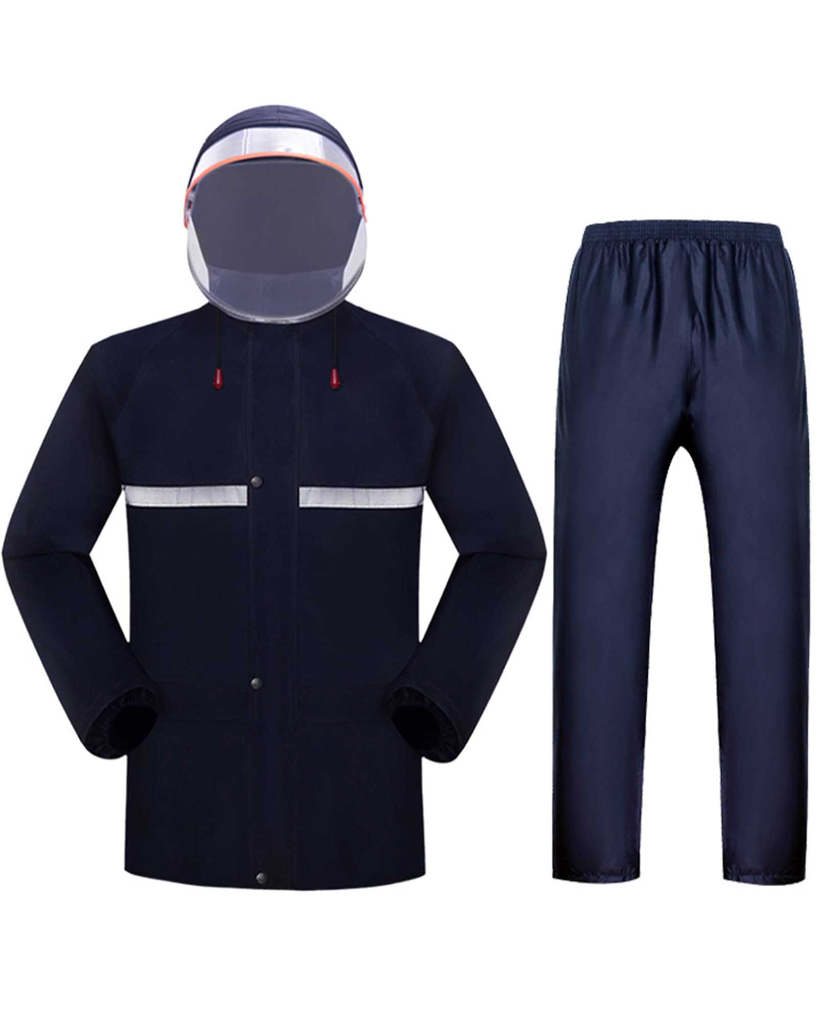 Motorcycle Rain Suit Waterproof Rain Jacket and Pants Set,rain Gear for Men Fishing,Women's Rain Suit,Navy,L