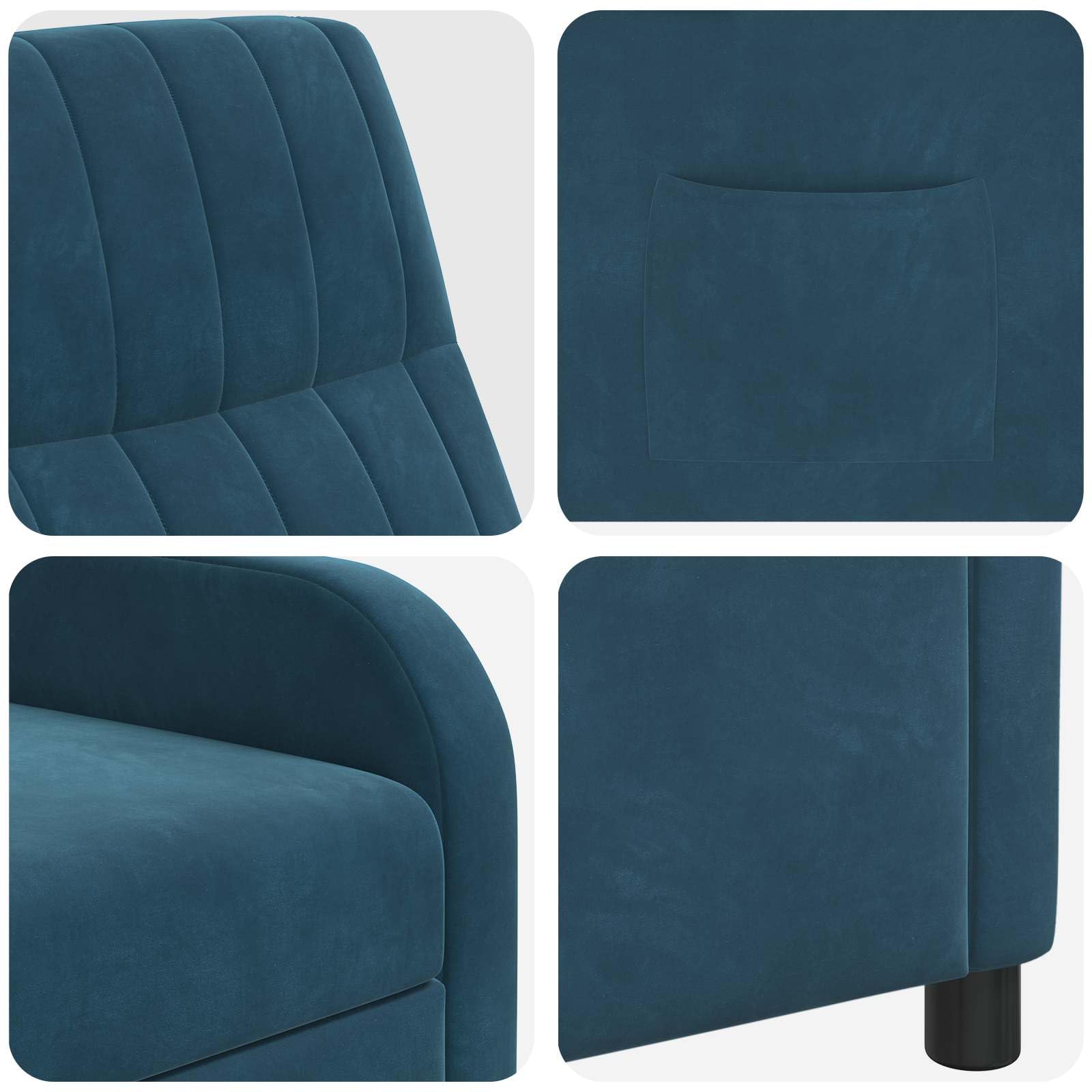 Sedia reclinabile regolabile in velluto blu