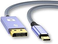 Cabo USB-C para DisplayPort, 2 Metros, Suporte 8K 60Hz/4K 240Hz, 32,4 Gbps, Trançado, Compatível com iPhone 15, MacBook, iPad