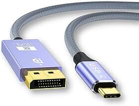 Cabo USB-C para DisplayPort, 2 Metros, Suporte 8K 60Hz/4K 240Hz, 32,4 Gbps, Trançado, Compatível com iPhone 15, MacBook, iPad