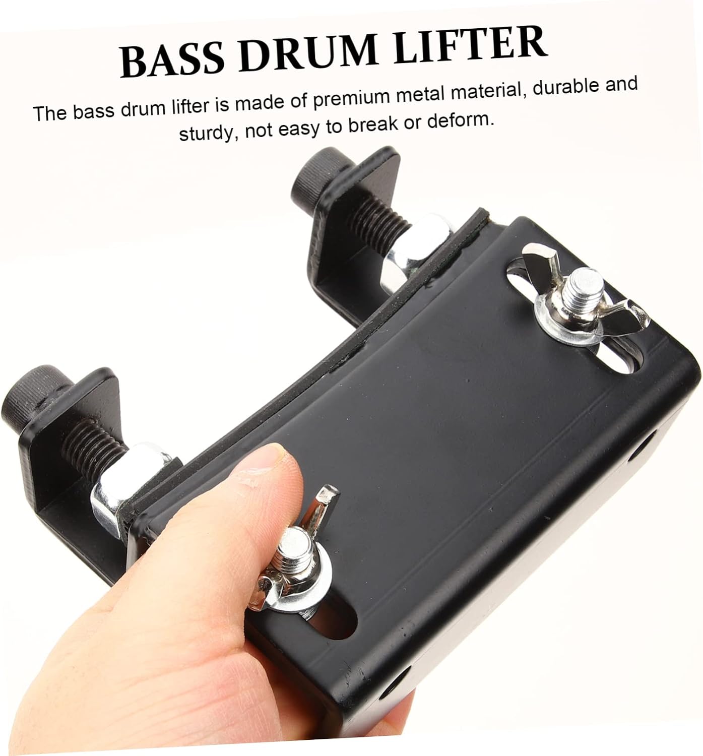 VOSAREA Adjustable Bass Drum Riser and Lifter - Sturdy Metal Drum Elevation Platform - Ideal for All Sizes Durable Black Finish for Electric and Acoustic Drums
