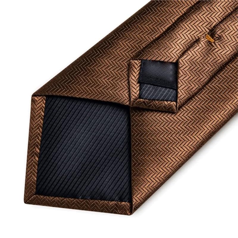 Corbata de seda para hombre con set de bolsillo y gemelos miniatura 4