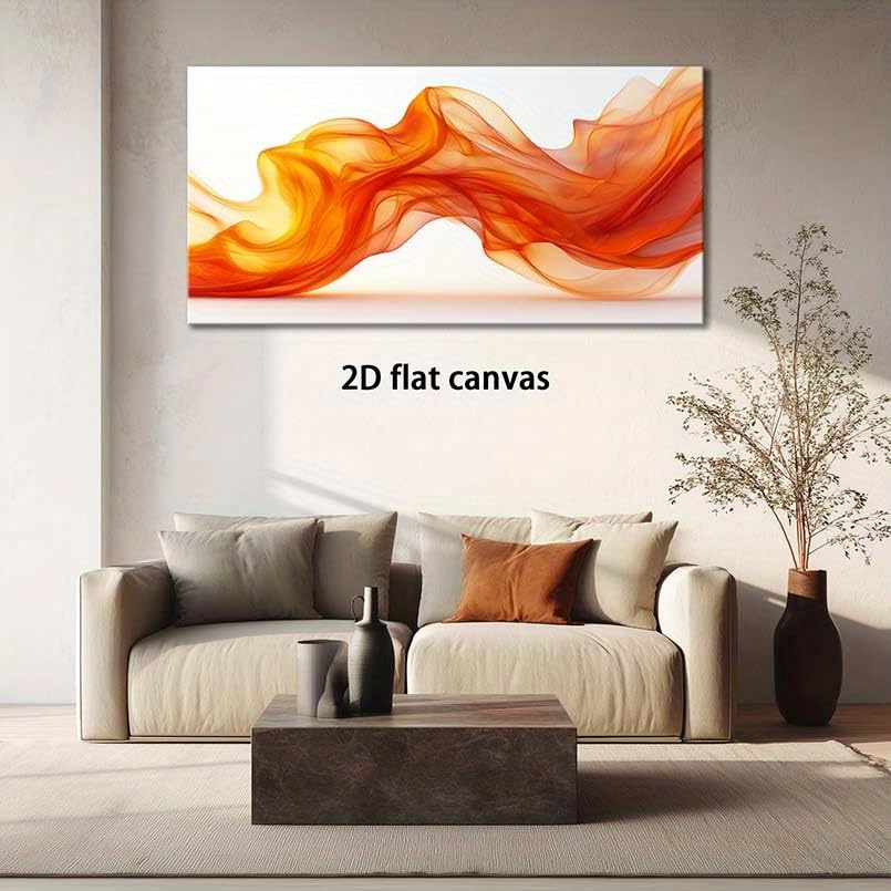 Tableau abstrait moderne orange, décoration murale minimaliste de salon - 2