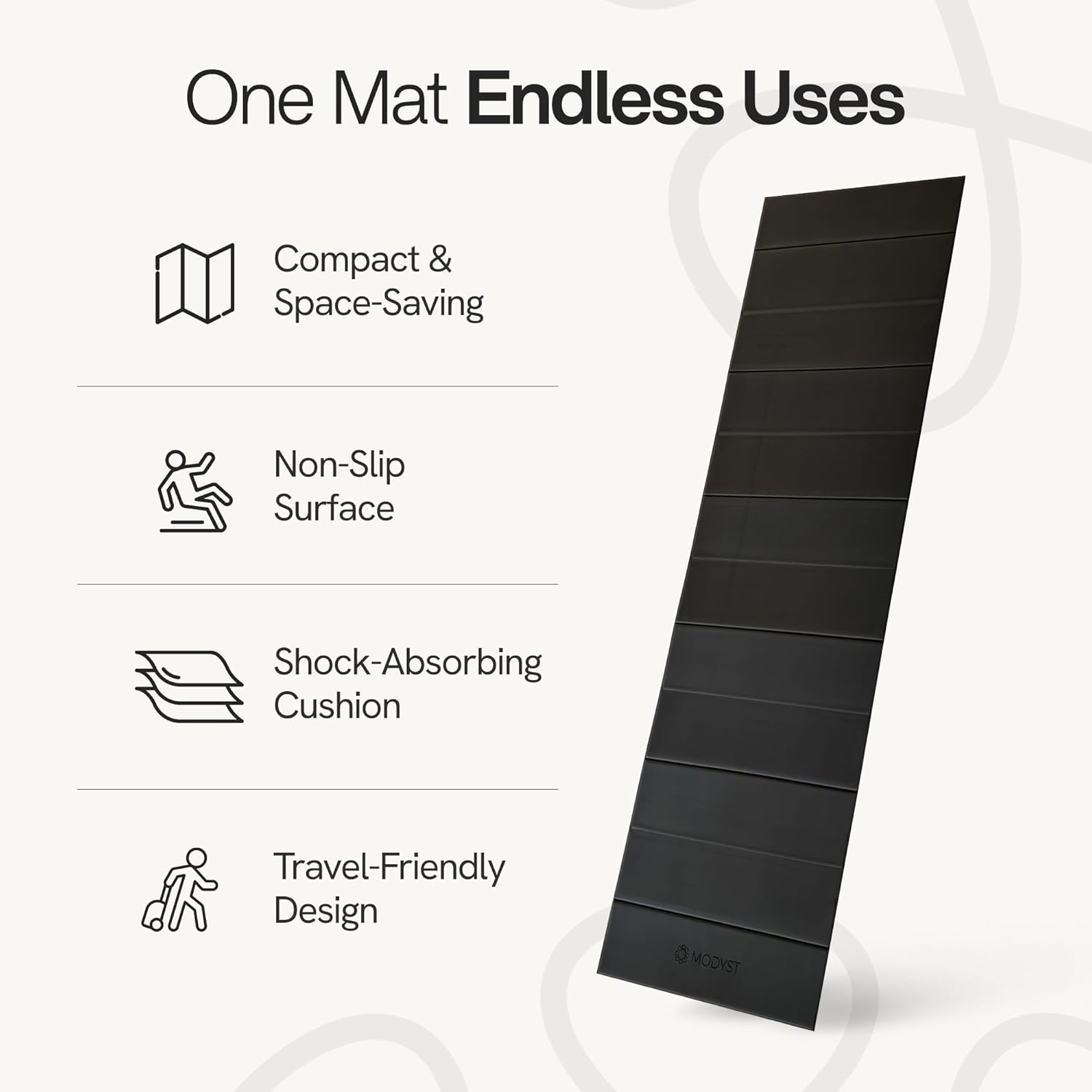 Folding Yoga Mat, TPE Folding Yoga Mat, Foldable Exercise Mat for Yoga, Pilates, Floor Workouts, Compact Design, Travel Friendly, Ideal for Home & Gym, Knee pad, Kneeling pad, No Roll Mat