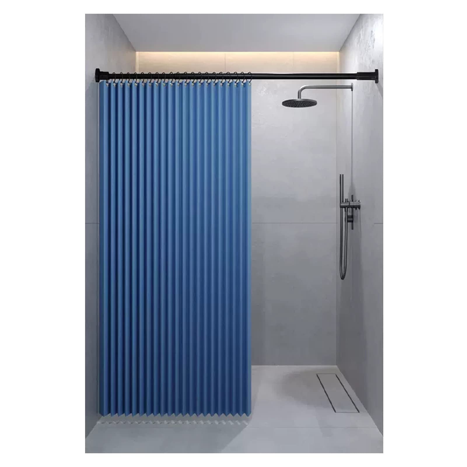 MYUYEE Waterproof Shower Curtain For Bathroom Foldable Privacy Partition With Metal Grommets Ideal For Home & Hotel Bathtubs 6 Colors Available (Blue-170X180Cm)