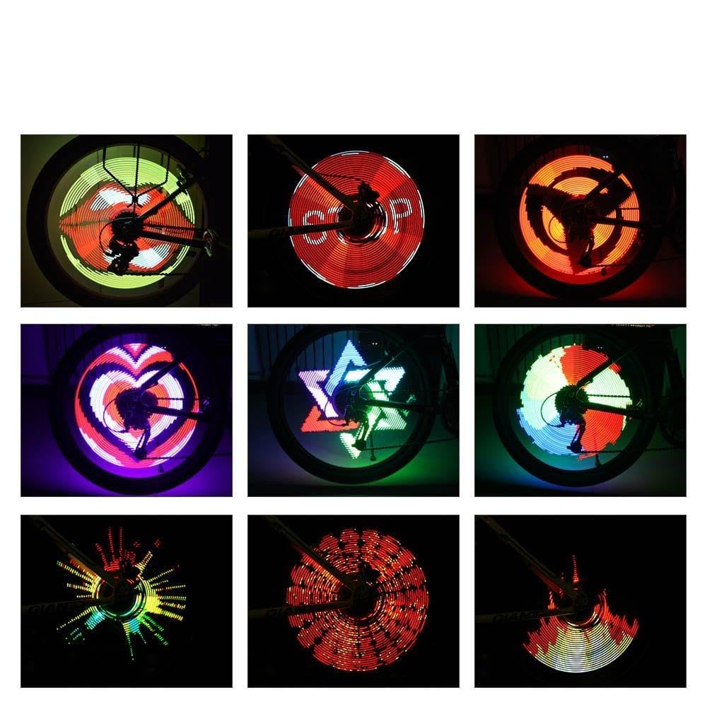 Vroomoto Wheel Light Programmable Bike Spoke Light Wheel Hub 64 RGB LED Display Rechargeable IP55 for 26 in and Above Bikes
