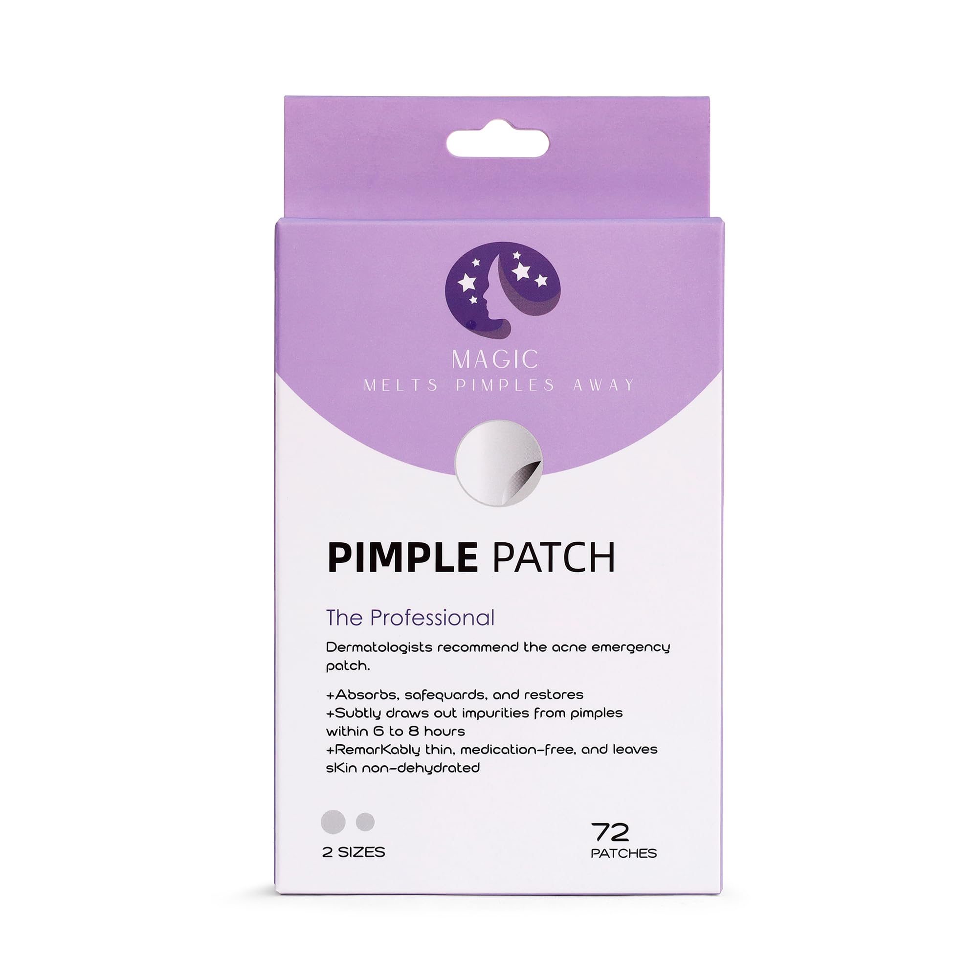 Hydrocolloid Acne Pimple Patches for Covering Zits and Blemishes Spot Stickers for Face and Skin 72 Count