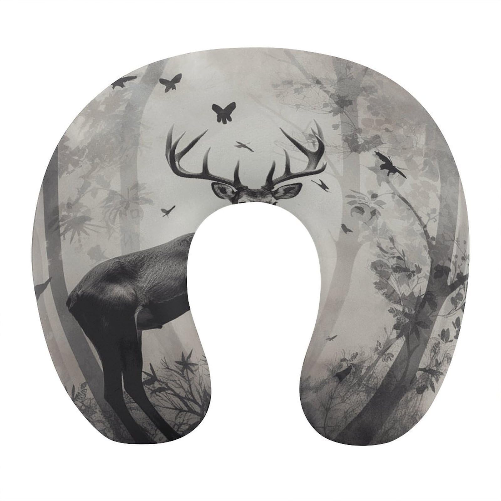 Btcowzrv Style Hunting Silhouette Of Deer U Shaped Neck Pillow Travel Pillows