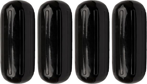 Docking Fenders 4-Pack Center Hole Boat Bumpers for Larger Vessels Heavy-Duty Marine Vinyl Non-Abrasive Finish Reinforced Ends Vertical or Horizontal Mount