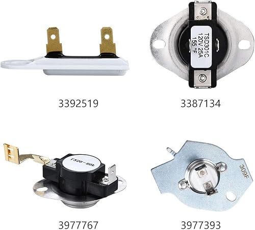 Miniatura 2 de 3977393 Fusible térmico para secadora 3387134 Termostato de ciclismo 3392519 Fusible térmico 3977767 Termostato de secadora compatible con secadores
