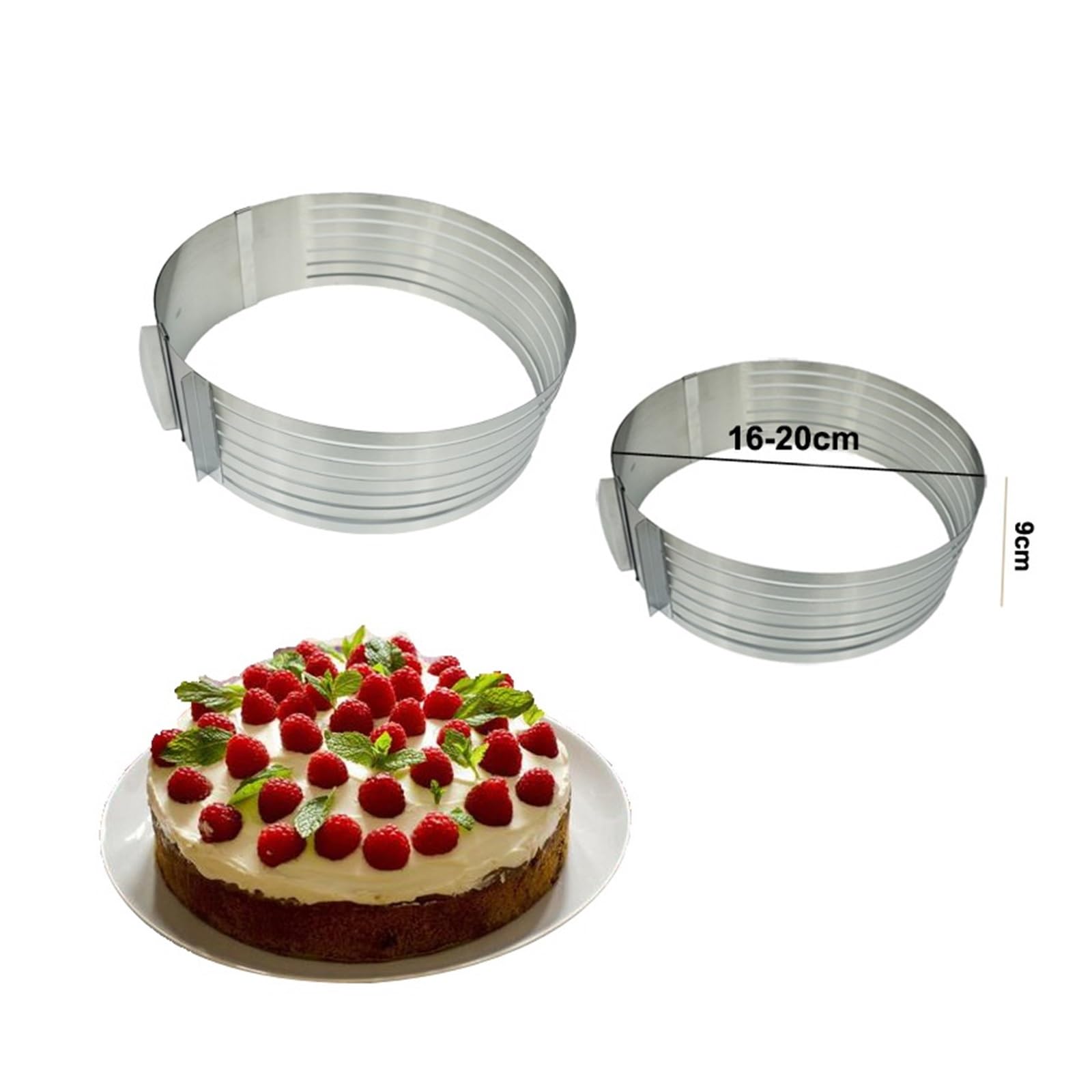 Anillo para Mousse de Acero Inoxidable Molde retráctil de Acero Inoxidable for Hornear Mousse, Molde for Tartas, Ajustable for