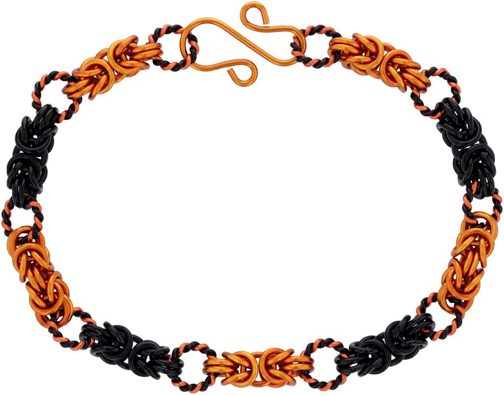 Weave Got Maille Bewitched Interrupted Byzantine Chainmaille Bracelet Kit, Black/Orange