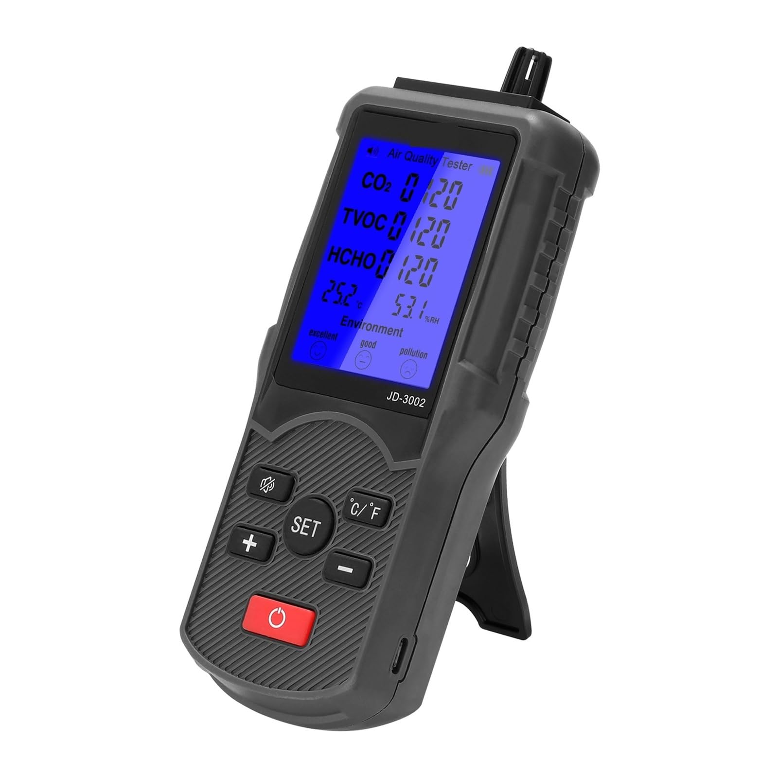 JD-3002 Air Quality Detector CO2 Temperature Humidity Measuring Device CO2 Meter Multifunctional Air Quality Analyzer(Plastic Box)-image-2