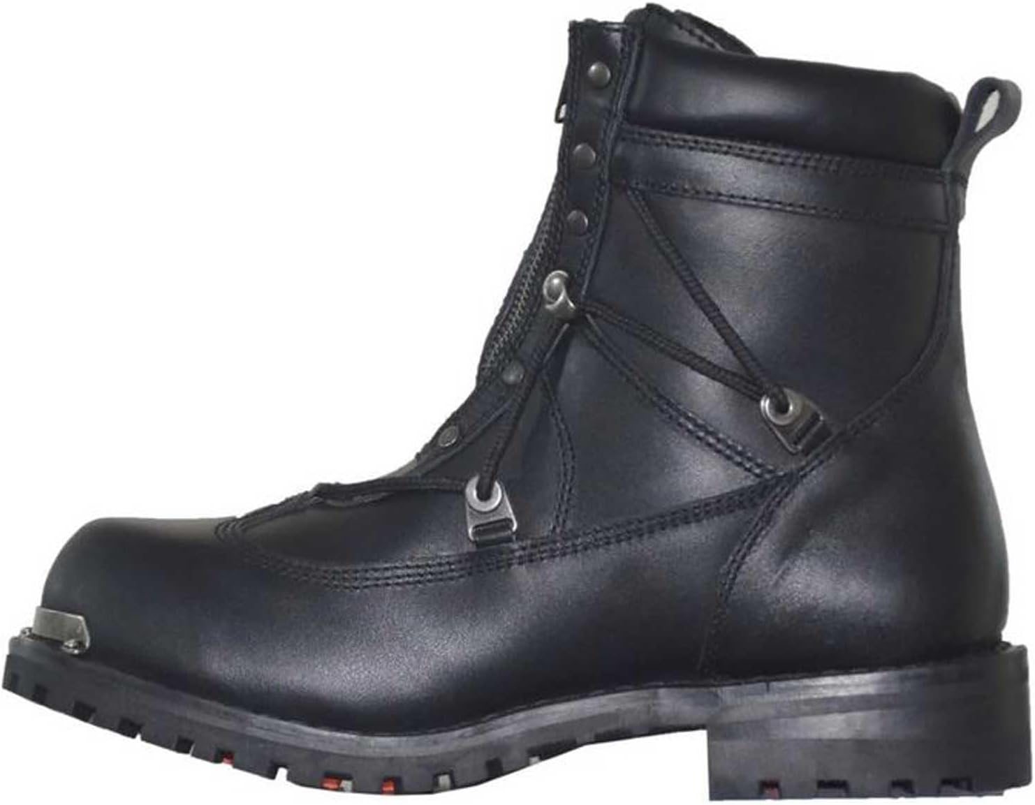 UNIK JUST FOR BIKERS Men's Premium Leather Short Motorcycle Boots, Classic Black 10006-M