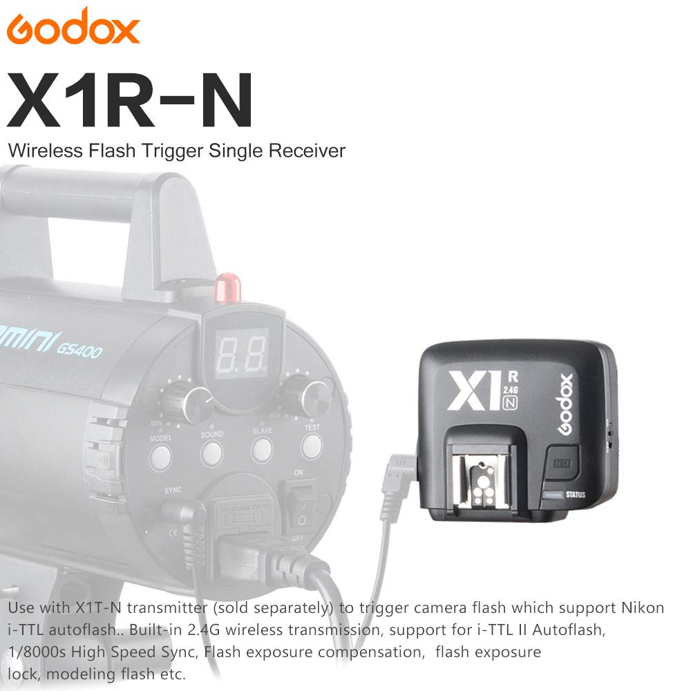 Godox X1R-N 2.4 GHz TTL Receptor de Controlador de Flash inalámbrico para Disparador X1N para Nikon Series Camara (X1R-N Trigger)