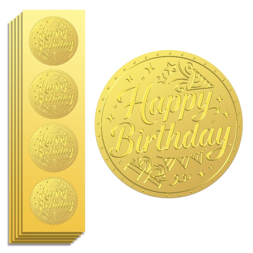 Peacoblue 100Pcs Envelope Gold Foil Seals Self Adhesive Stickers