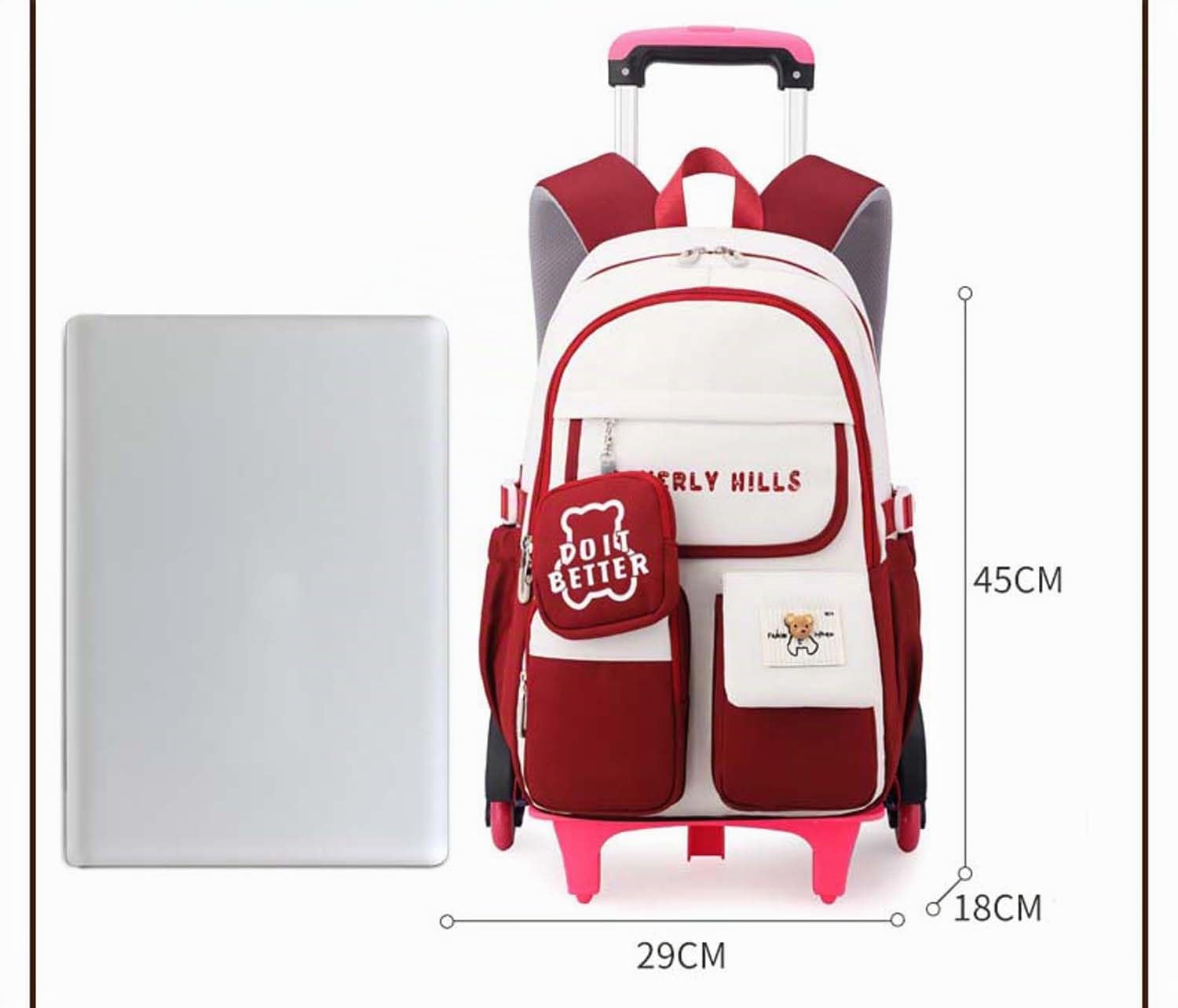 Cartable a Roulette Fille,Cartable Fille Primaire de Grande Capacité, Sacs Scolaires Filles Imperméable Durable pour Enfants Fille