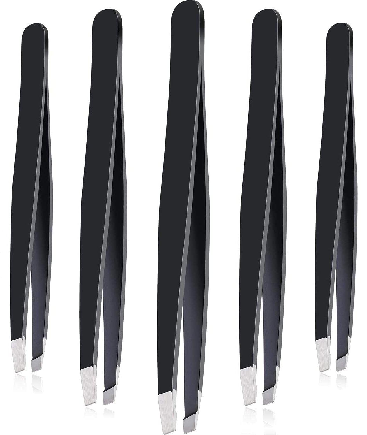 5 pieces of tilt tweezersprofessional stainless steel tweezers
